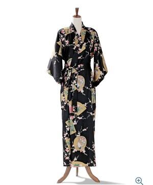 Smithsonian Institution Japanese Crane Cherry Blossom Yukata Kimono Robe M